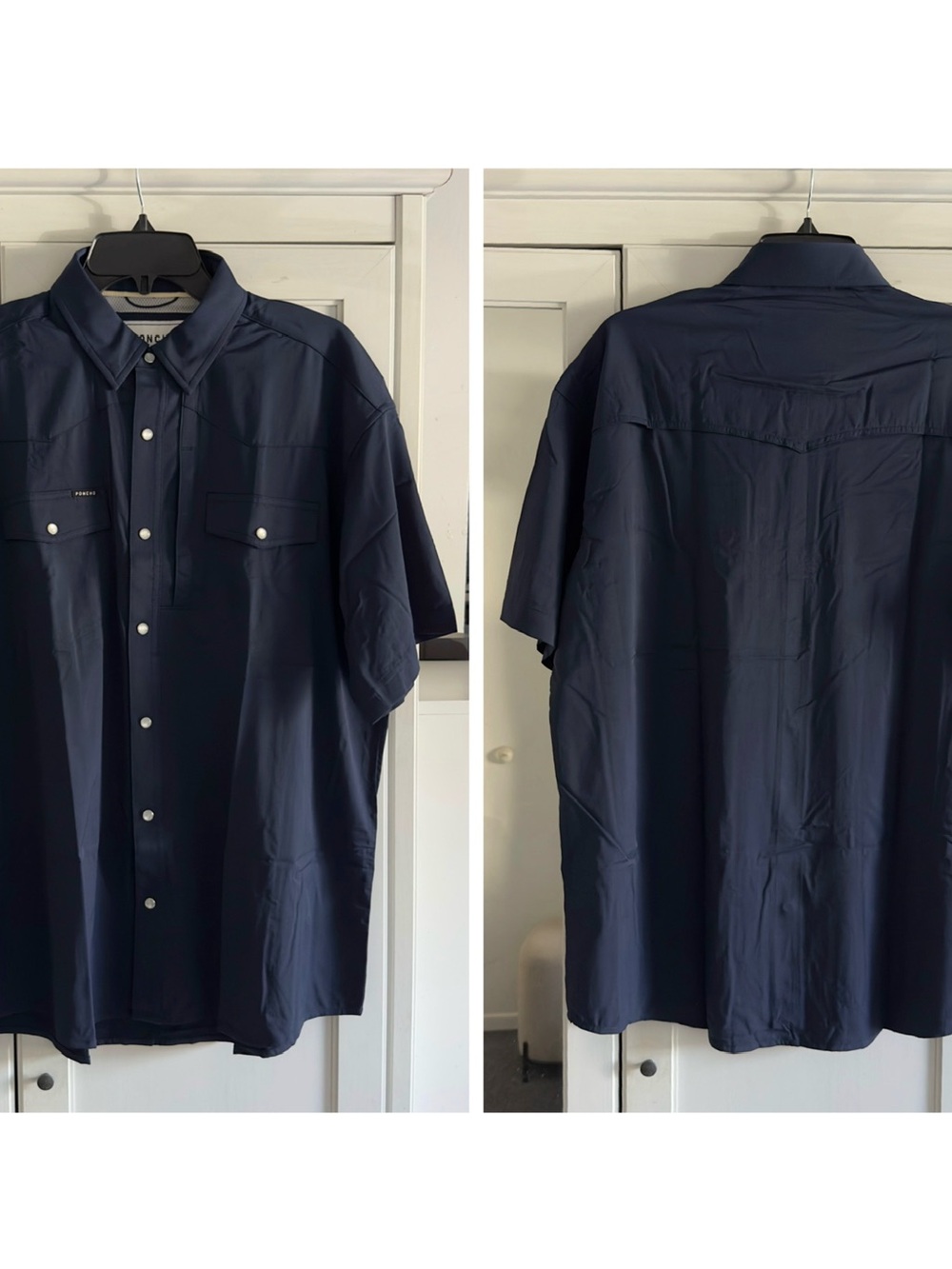 Poncho The Del Mar Short Sleeve Shirt in Navy Men's Size Large Regular Fit